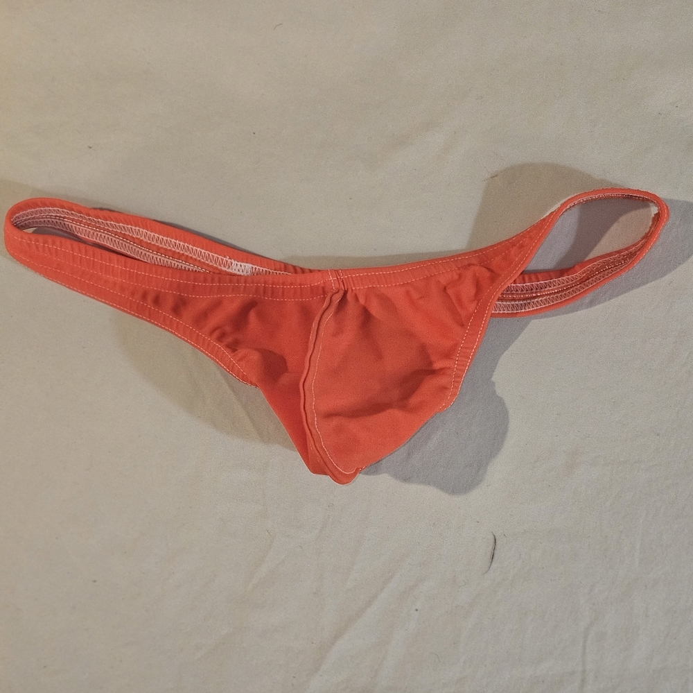 Orange Muscleskins Men's Rio-Back Thong Swimsuit - Large